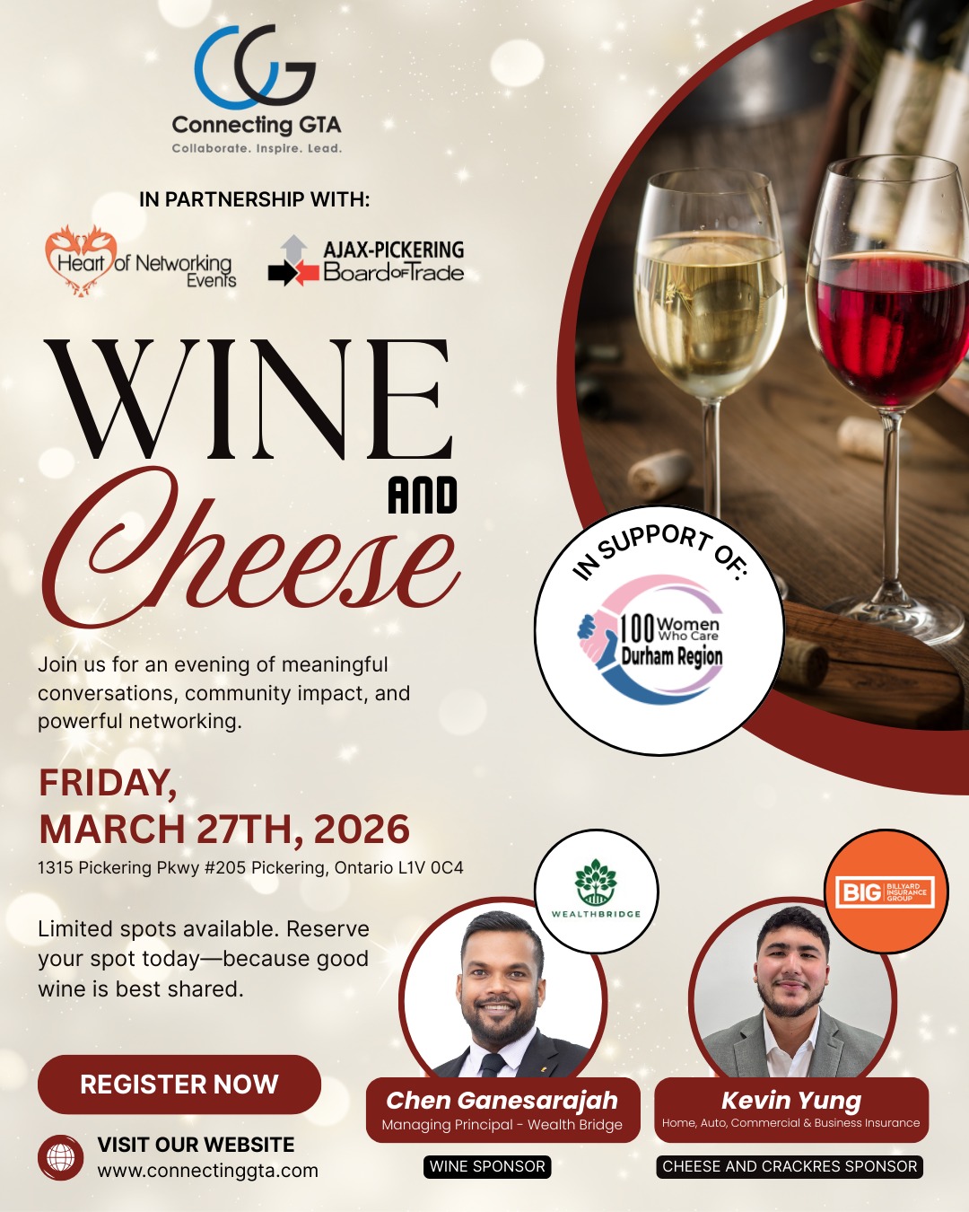 wine and cheese march 27 2026 cgta heart of networking ajax pickering board of trade